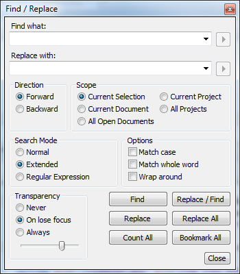 Find/Replace Dialog